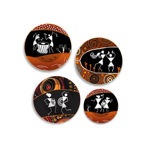 Warli Art Premium Wall Plates Painting Set of Four