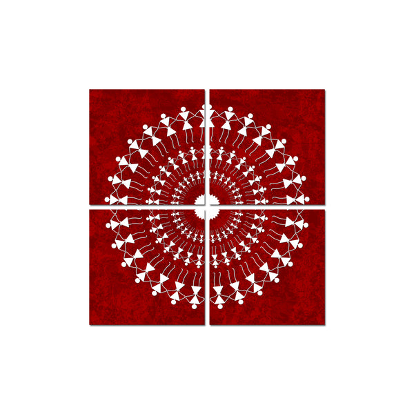 Warli Art Painting Wall Hanging, Set of 4