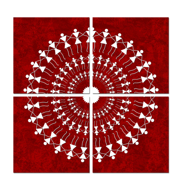 Warli Art Painting Wall Hanging, Set of 4