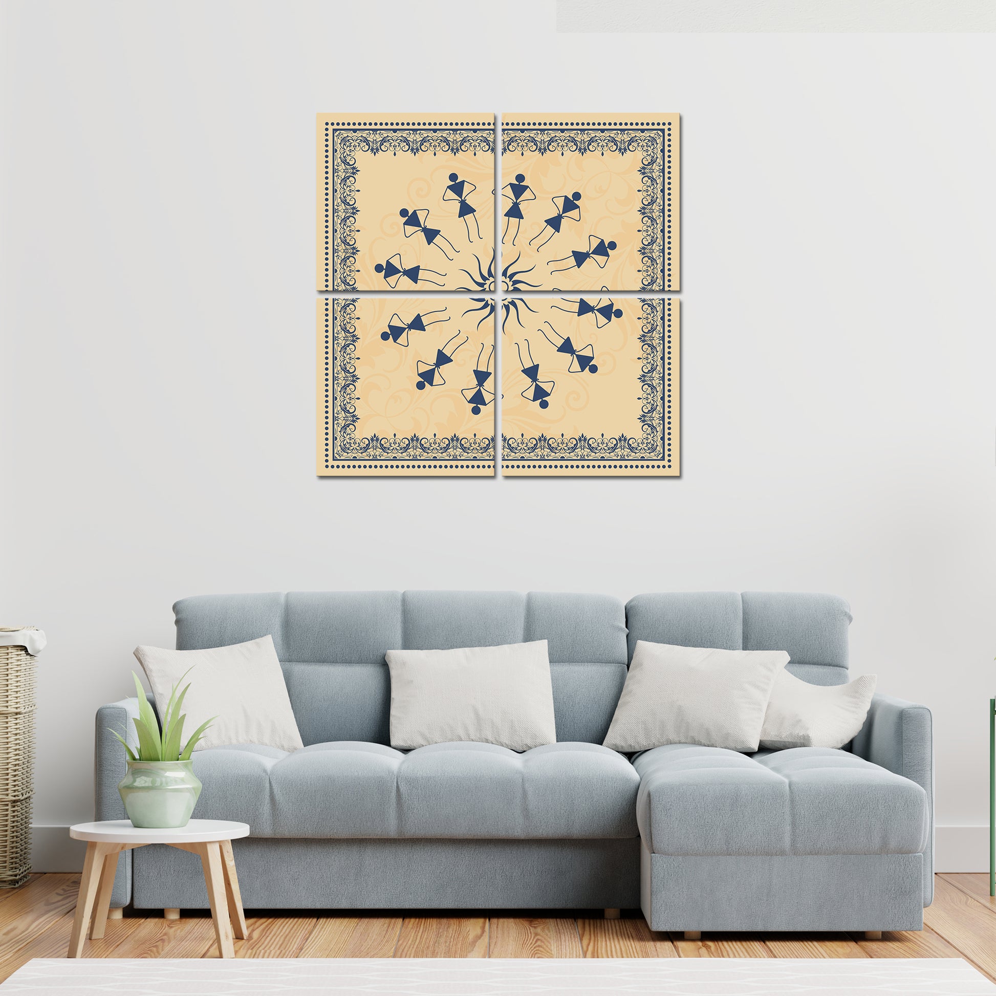 Warli Art Wall Hanging Painting, Set of 4 Pieces