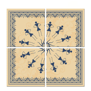 Warli Art Wall Hanging Painting, Set of 4 Pieces