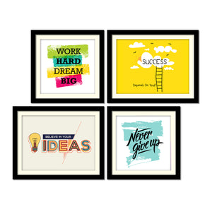 Work Hard Motivational Quotes Wall Hanging Frame Set of Four