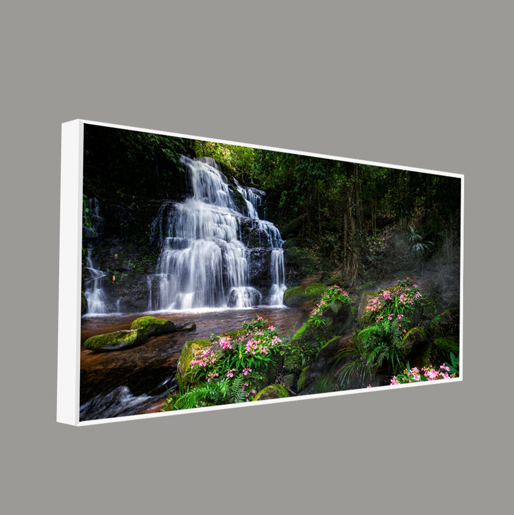 A Beautiful Waterfall in Forest Premium Canvas Wall Painting