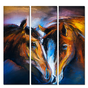 A Couple of Horses Canvas Wall Painting of 3 Pieces