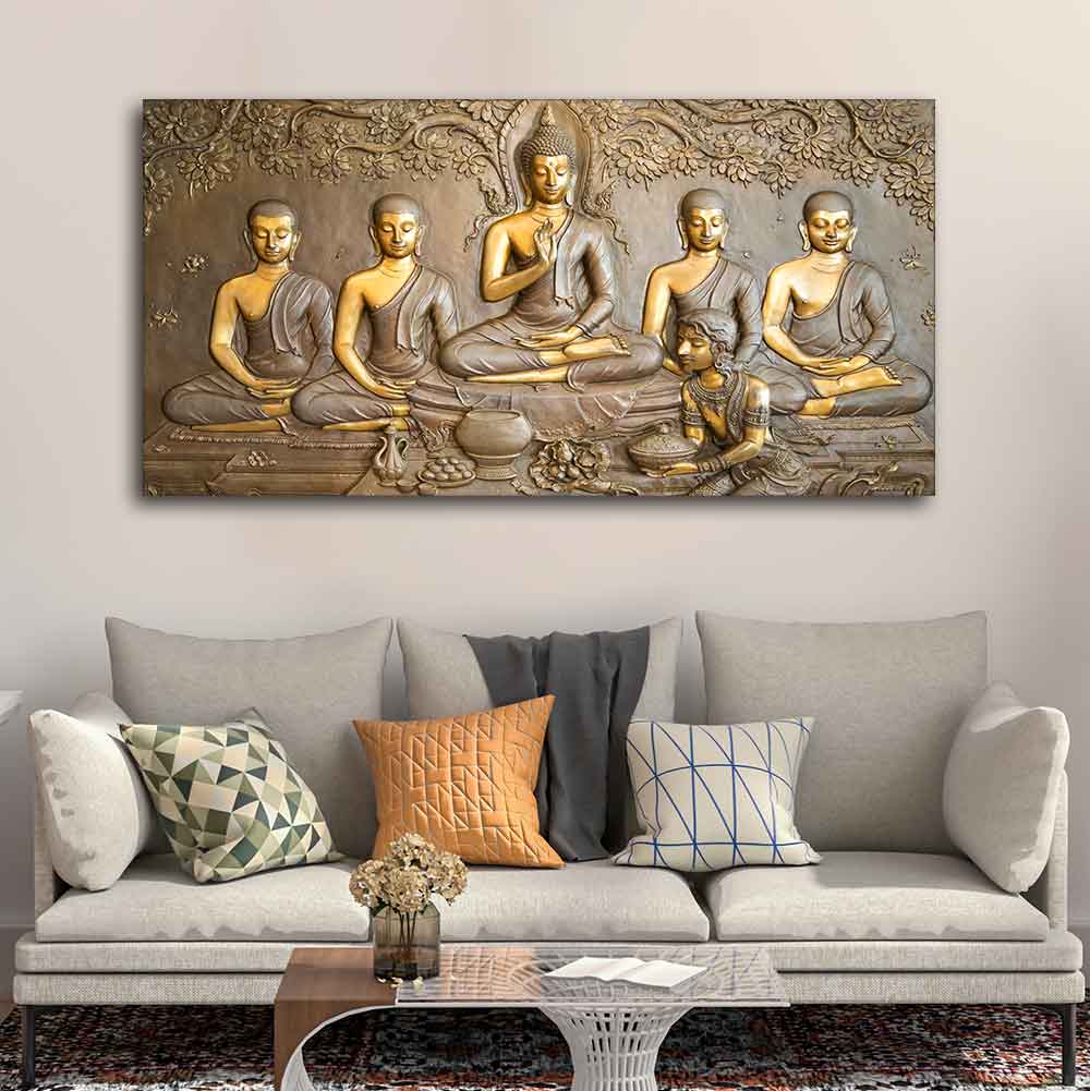 A Premium Golden Buddha Spiritual Canvas Wall Painting