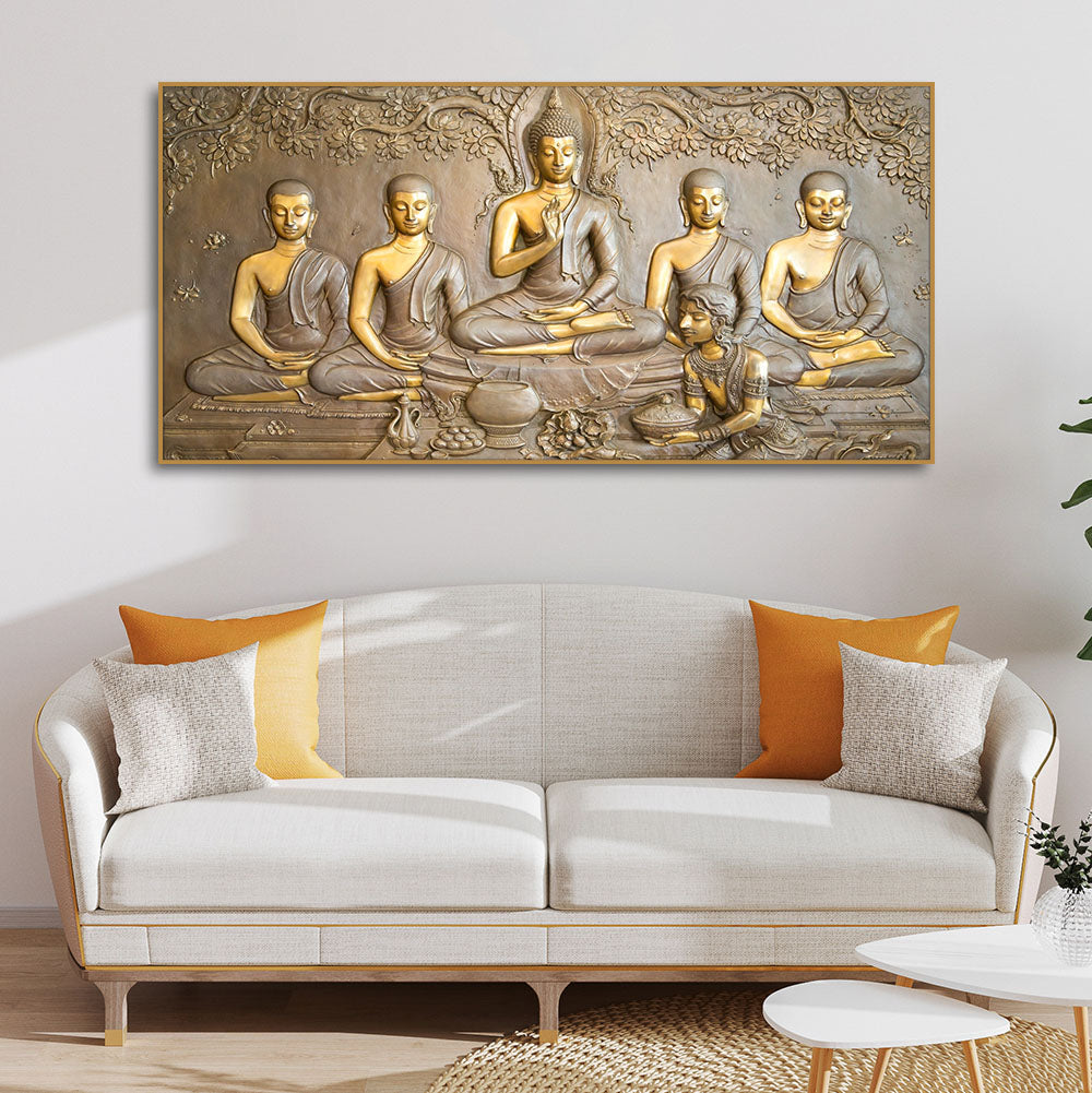 A Premium Golden Buddha Spiritual Canvas Wall Painting