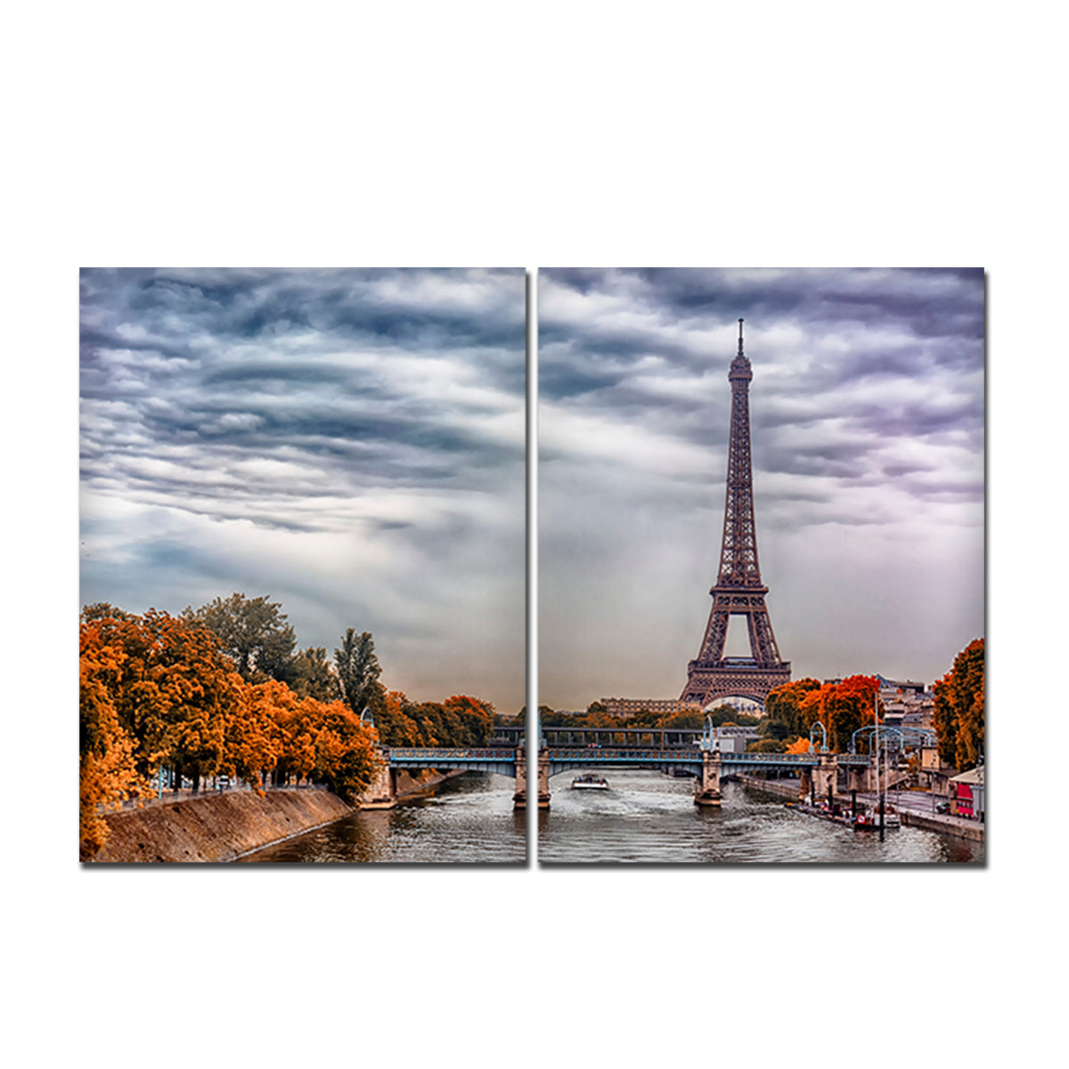 A View of Eiffel Tower and Seine River Bedroom Wall Painting