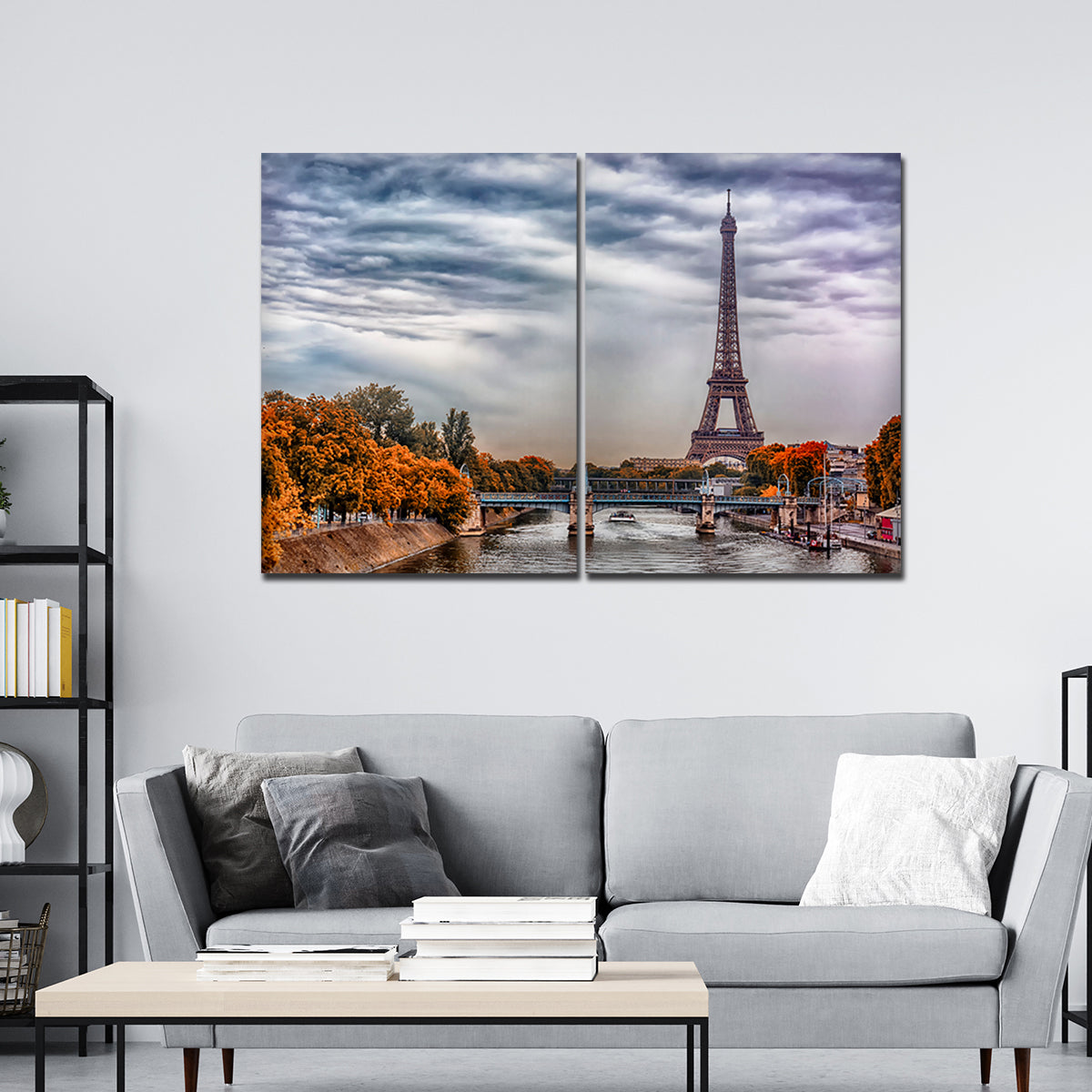 A View of Eiffel Tower and Seine River Bedroom Wall Painting