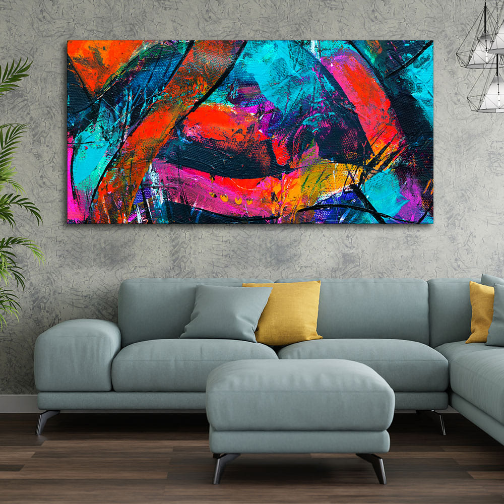 Abstract Acrylic Colorful Textured Design Premium Canvas Wall Painting