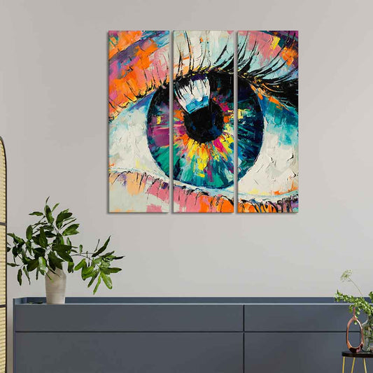 Abstract Art Eye Wall Painting Set of 3 Pieces