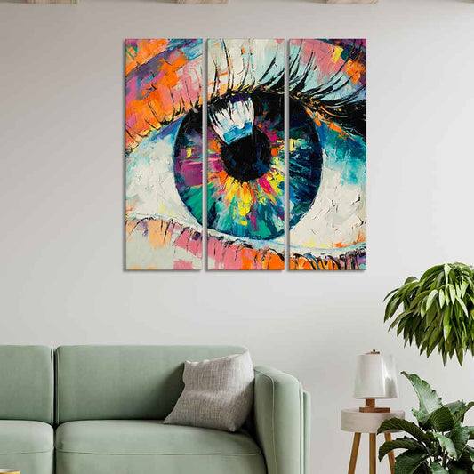 Abstract Art Eye Wall Painting Set of 3 Pieces