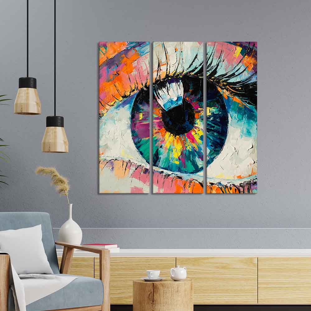 Abstract Art Eye Wall Painting Set of 3 Pieces