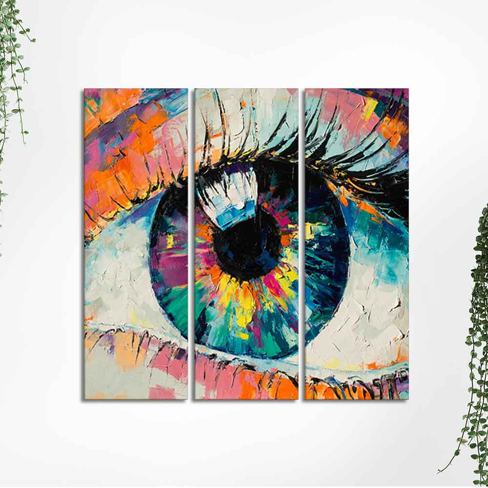 Abstract Art Eye Wall Painting Set of 3 Pieces