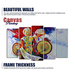 Abstract Art Folk Dance Wall Painting of Five Pieces Set