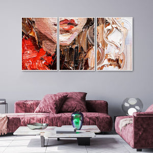 Abstract art of Beautiful Girl Face Floating Canvas Wall Painting Set of Three