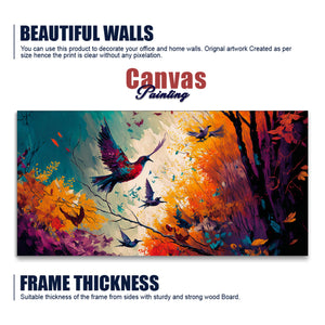 Abstract Art of Forest Landscape with Birds Canvas Wall Painting