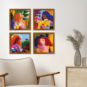 Abstract Art Portraits Wall Frame Set of Four