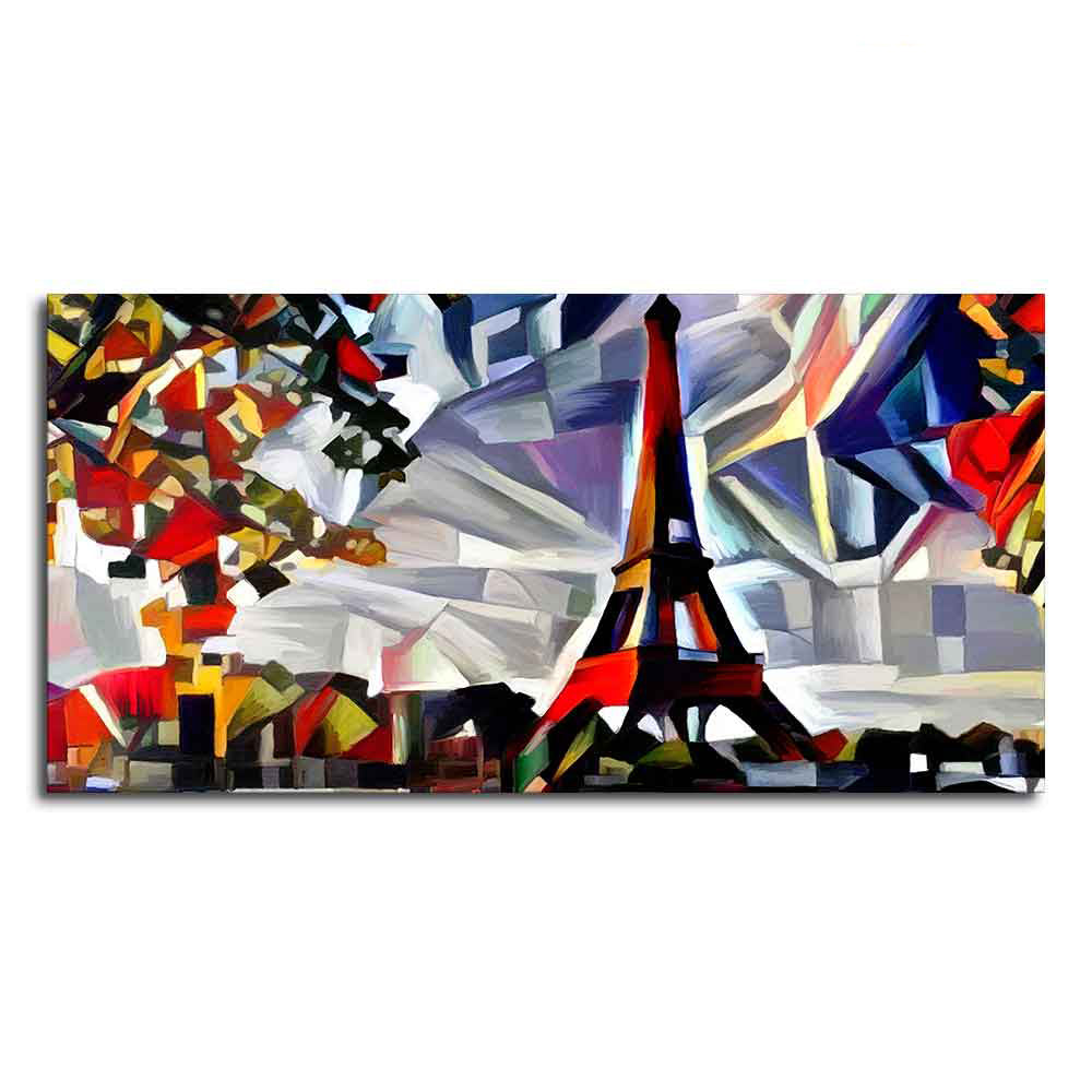 Abstract Art Premium Canvas Painting of Eiffel Tower in Paris