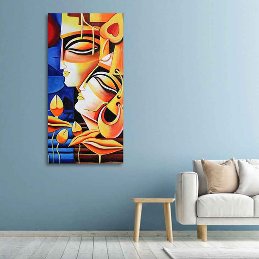 Abstract Art Radha Krishna Canvas Wall Painting