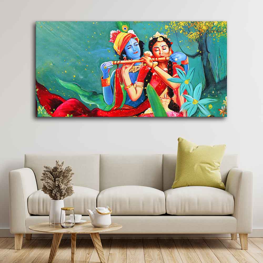 Abstract Art Radha Krishna Wall Painting