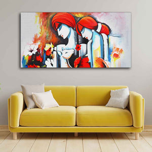 Abstract Art Wall Painting of Radha Krishna