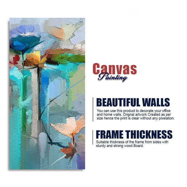 Abstract Colorful Bird and Spring Flower Premium Canvas Wall Painting