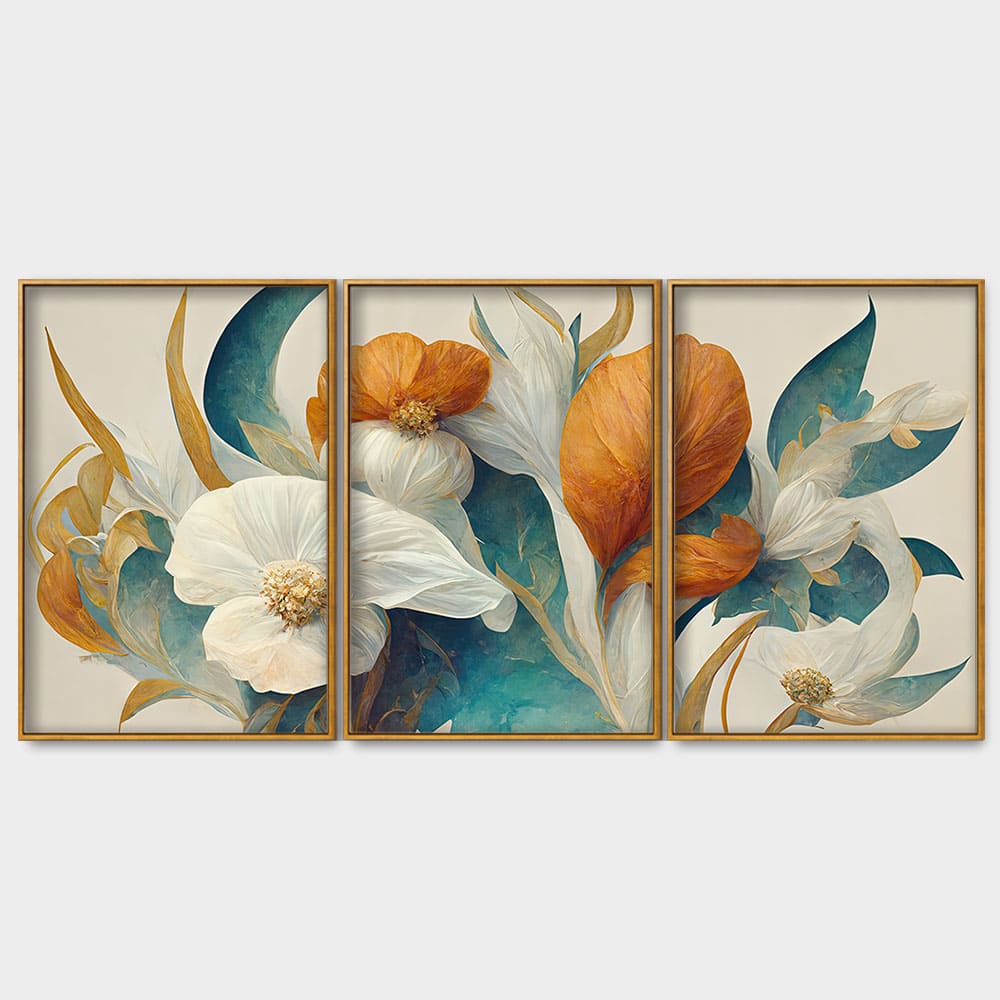 Abstract Colorful Spring Flower Texture Art Floating Canvas Wall Painting Set of Three