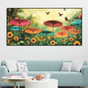 Abstract Colorful Umbrella with Wildflowers Nature Art Canvas Wall Painting