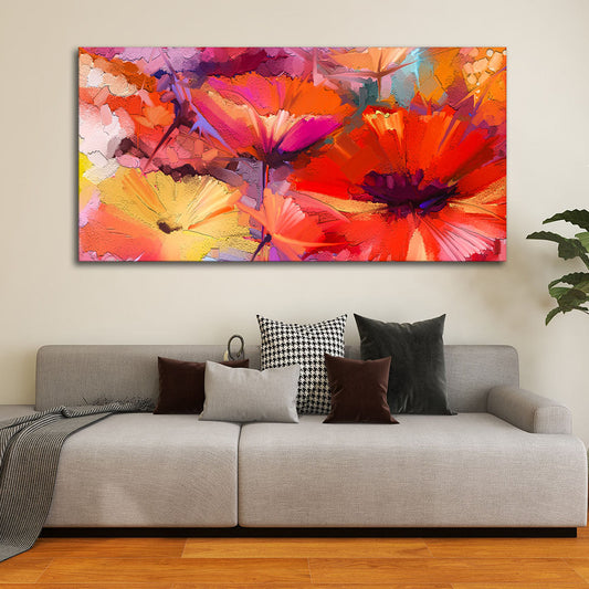 Abstract Colorful Composition of Vibrant Spring Floral Canvas Wall Painting