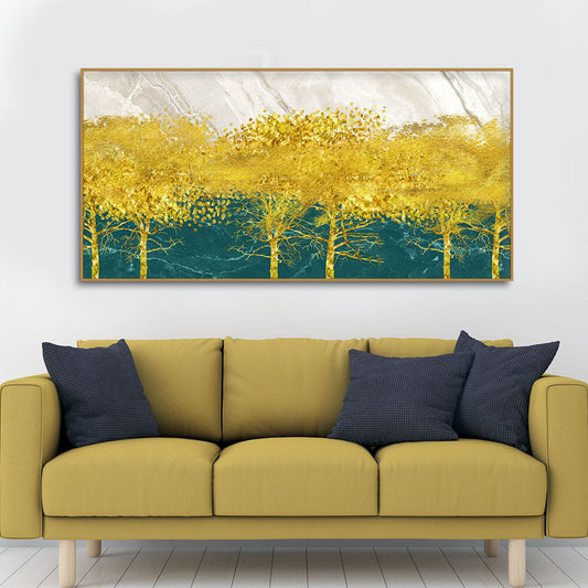 Abstract Forest with Golden Tree Premium Canvas Wall Painting