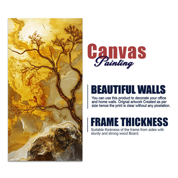 Abstract Golden Artistic Tree Art Canvas Wall Painting