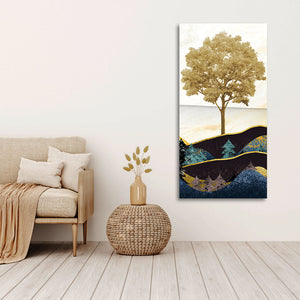 Abstract Golden Tree Premium Canvas Wall Painting