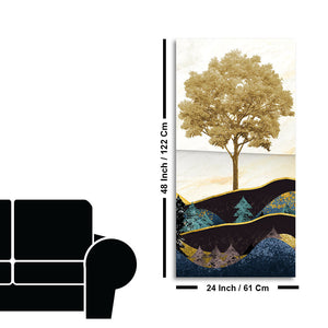 Abstract Golden Tree Premium Canvas Wall Painting