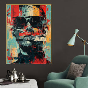 Abstract Man With The Glasses Cotton Canvas Wall Painting