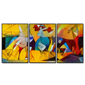 Abstract Modern Art Floating Canvas Wall Painting Set of Three