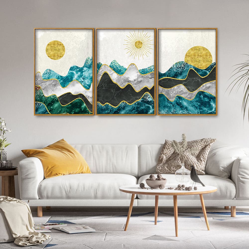 Abstract Mountains Luxurious Pattern Floating Canvas Wall Painting Set of Three