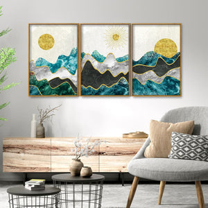 Abstract Mountains Luxurious Pattern Floating Canvas Wall Painting Set of Three