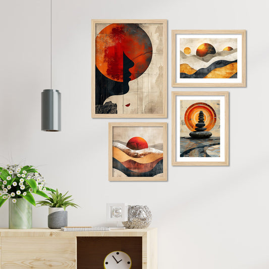 Abstract Mountains View Wall Frame Set of Four