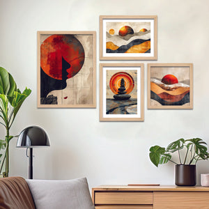 Abstract Mountains View Wall Frame Set of Four