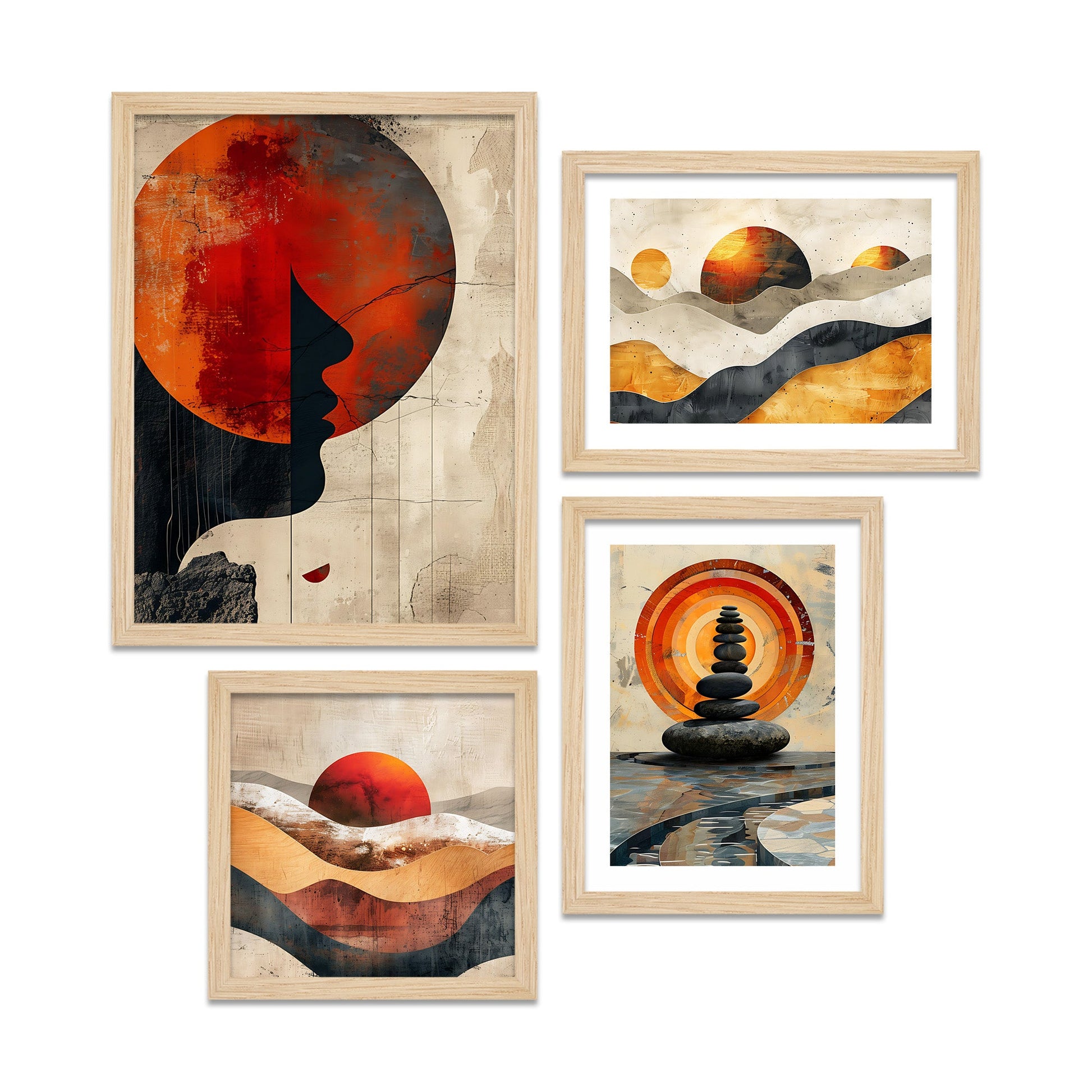 Abstract Mountains View Wall Frame Set of Four