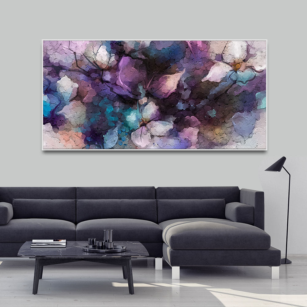 Abstract Purple Ethereal Floral Design Premium Canvas Wall Painting