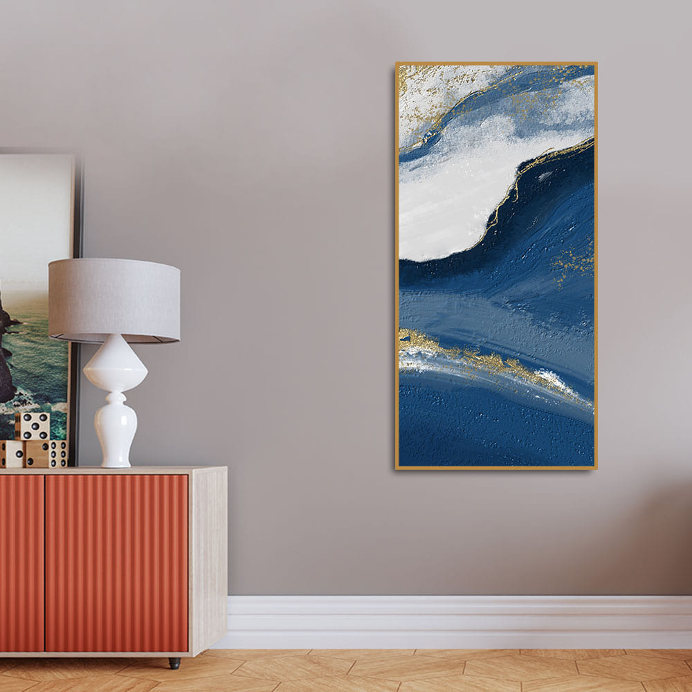 Abstract Seascape Golden Line art Canvas Wall Painting