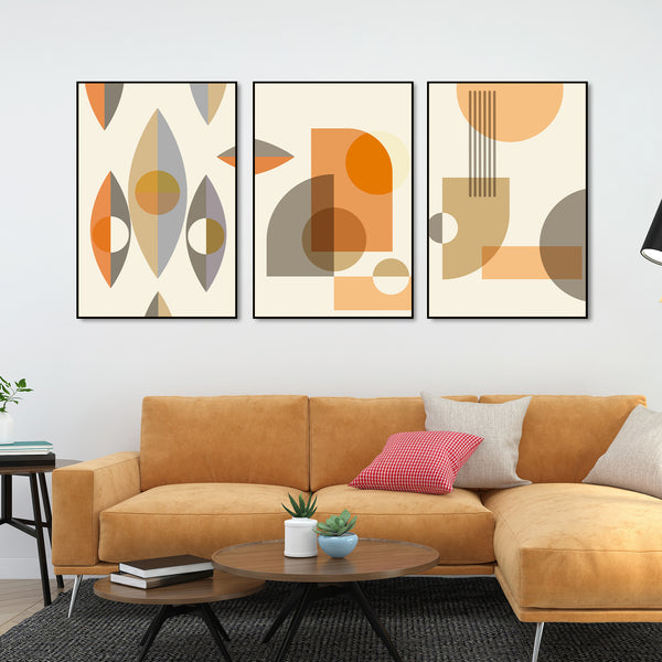 Abstract Shapes Floating Canvas Wall Painting Set of Three