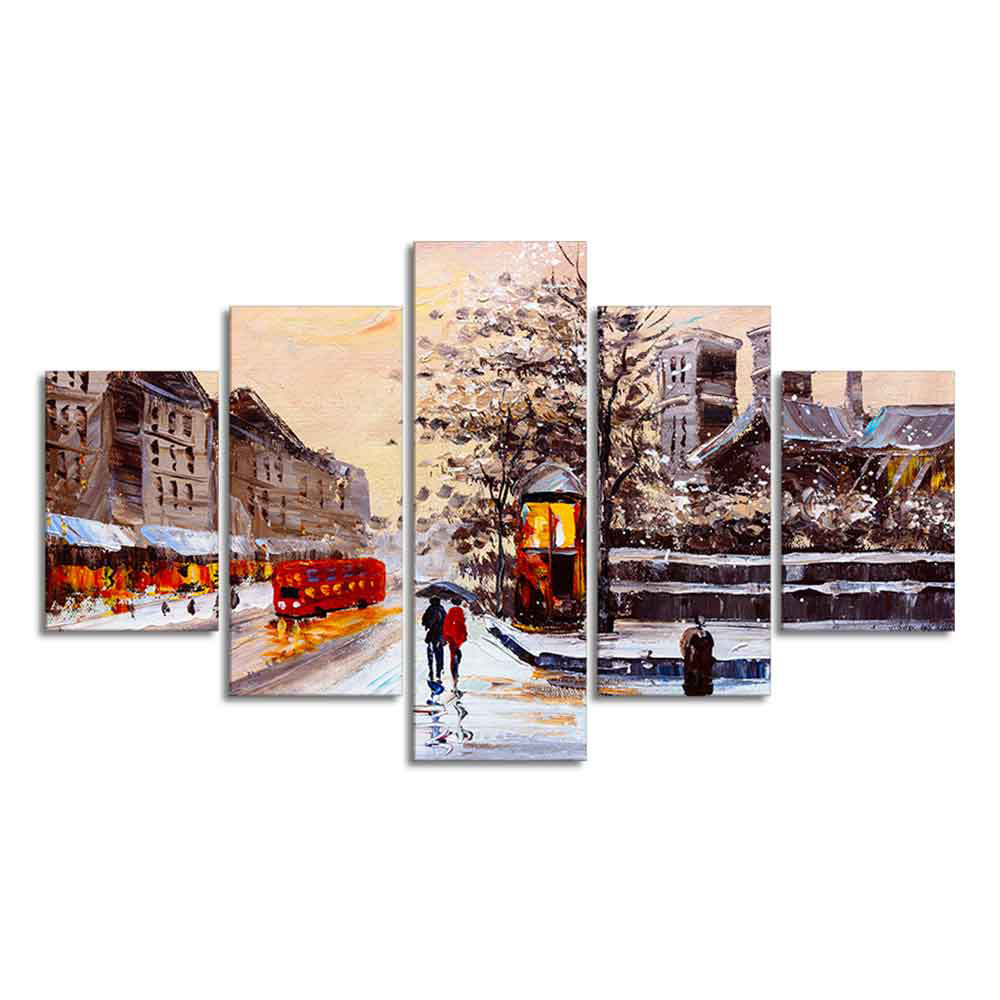 Street View of London Five Pieces Canvas Wall Painting