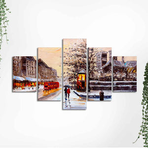 Street View of London Five Pieces Canvas Wall Painting