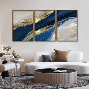 Abstract Wave Acrylic Premium Floating Canvas Wall Painting Set of Three