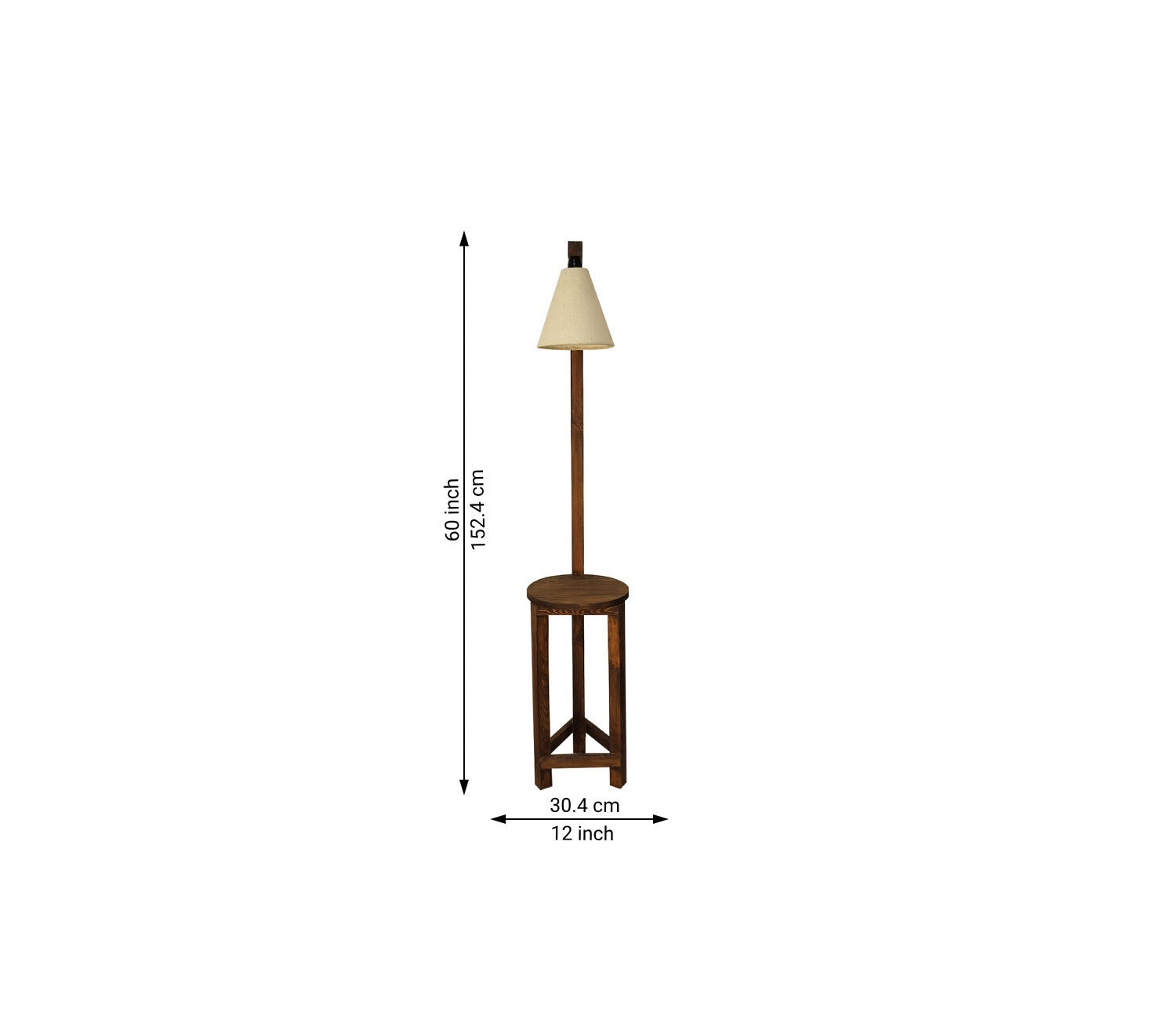 Accent Wooden Floor Lamp with Beige Fabric Lampshade