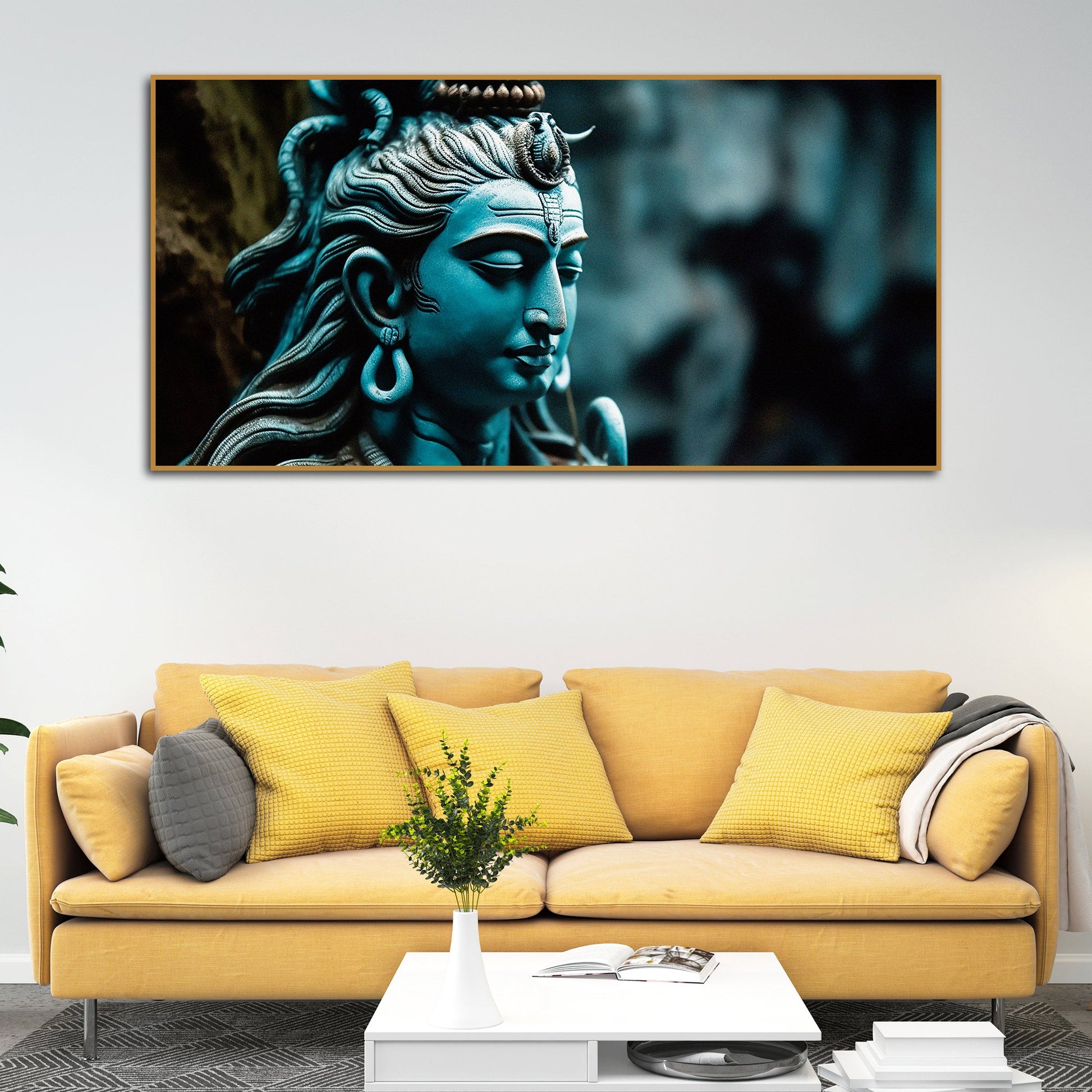 Adiyogi Shiva Statue Premium Canvas Wall Painting