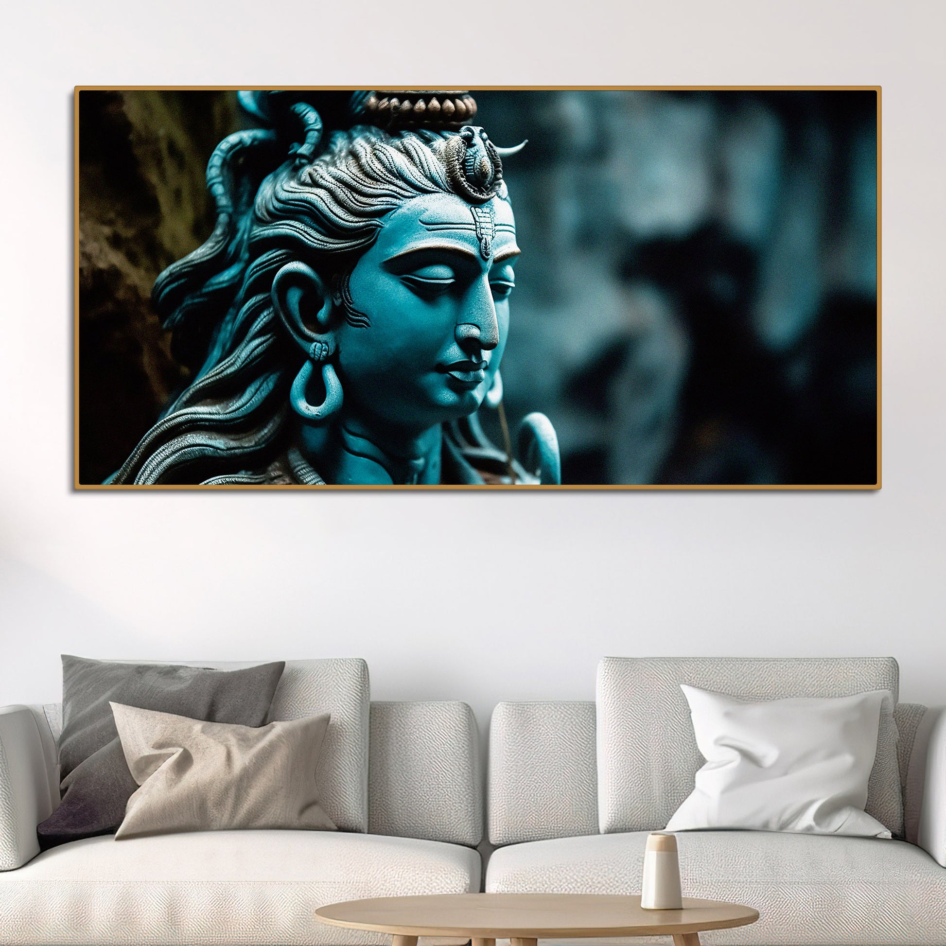 Adiyogi Shiva Statue Premium Canvas Wall Painting