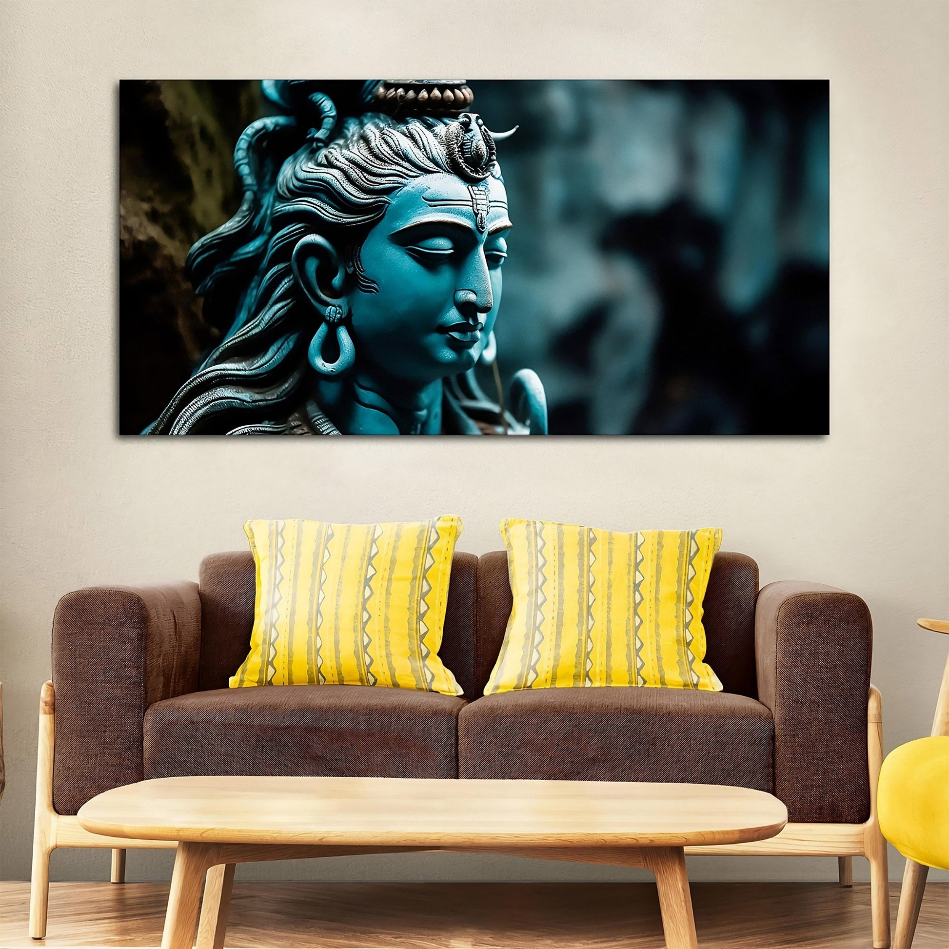 Adiyogi Shiva Statue Premium Canvas Wall Painting